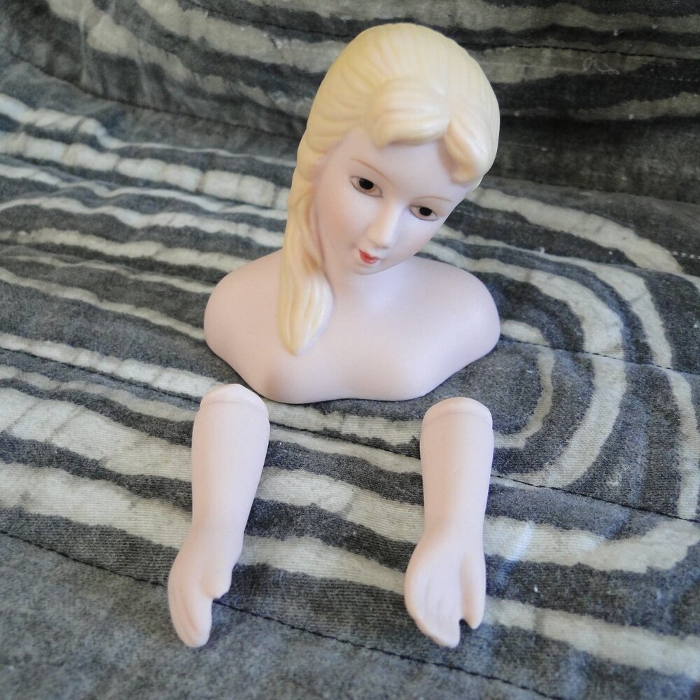 Vintage White Rose porcelain head and arm and hands Angel lady